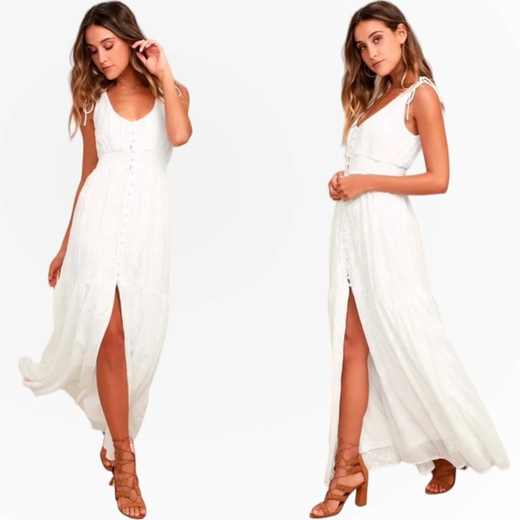Lulus Time Well Spent Embroidered Maxi Dress Size S - Picture 1 of 11